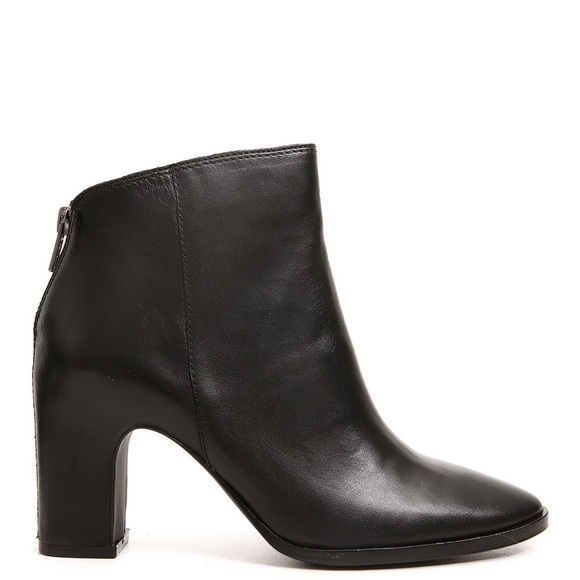 Ash Black Leather Zipper Heel Pointed Toe Favour Heeled Ankle Boots EUC Size 39 - Picture 1 of 12